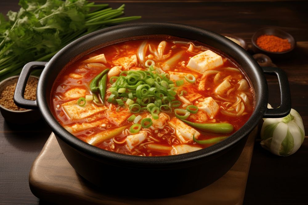 Korean food soup meal dish.
