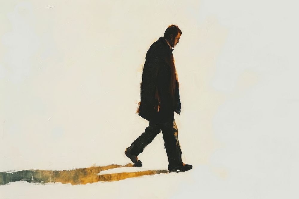 A man walking silhouette standing painting.