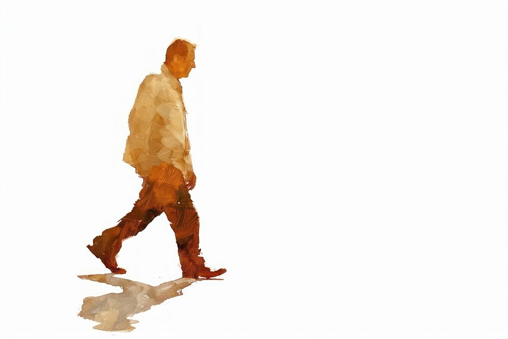 A man walking painting adult white background.