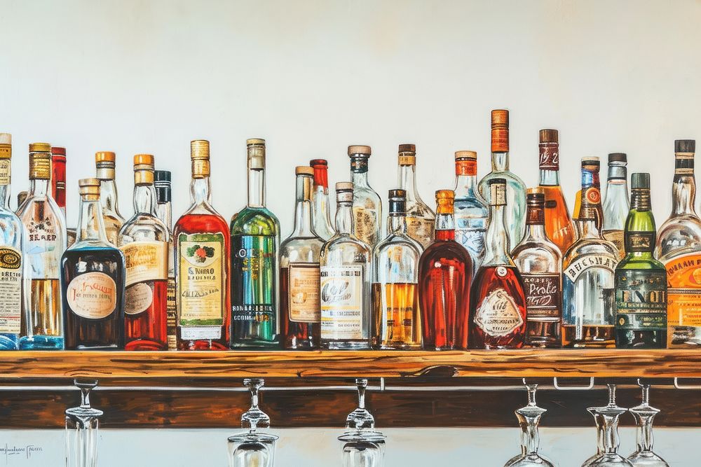 A bar painting bottle drink.