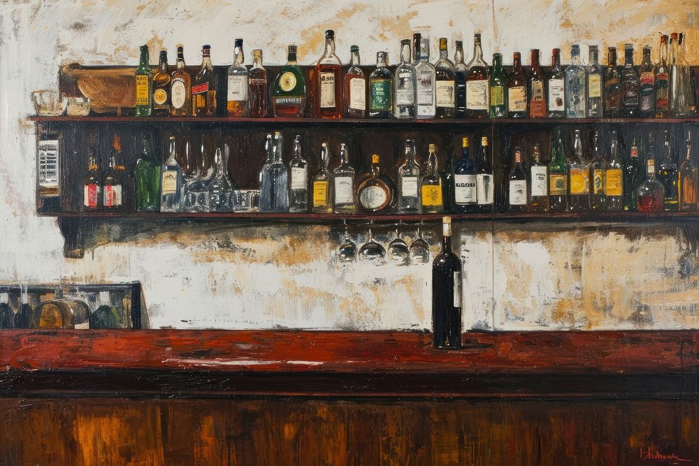 A bar painting bottle drink.