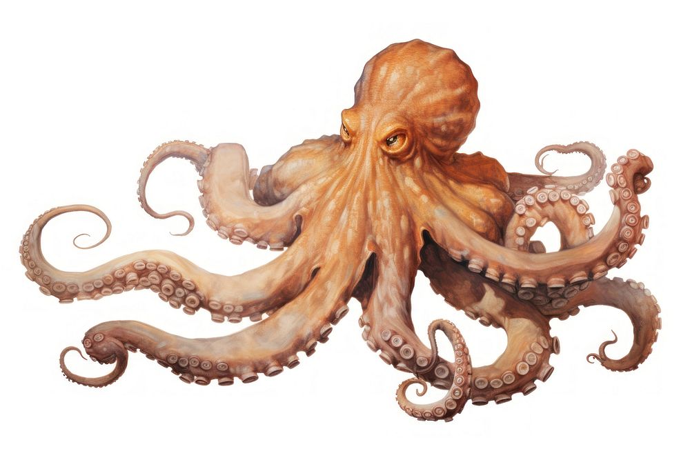 An octopus animal white background invertebrate.