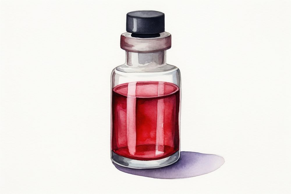 A medicine bottle cosmetics perfume white background. AI generated Image by rawpixel.