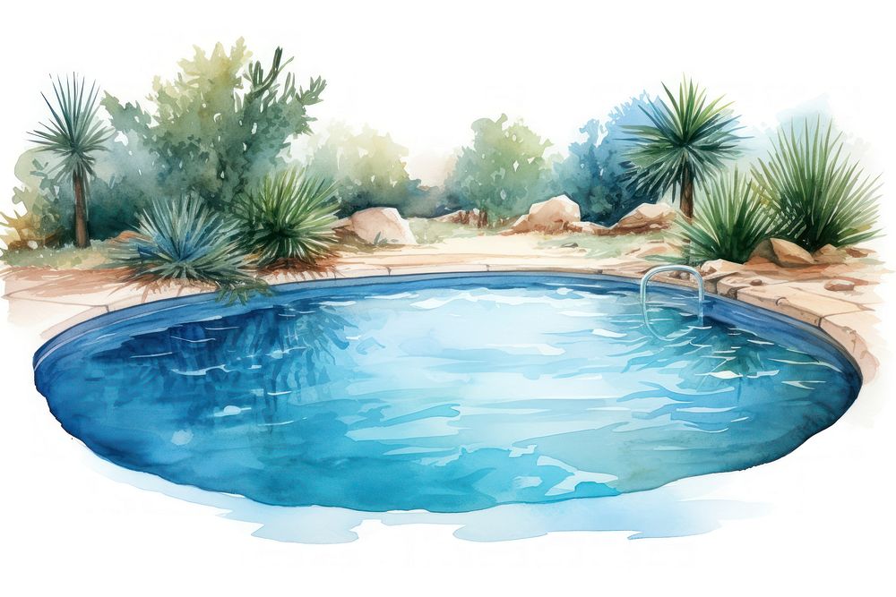 A swimming pool outdoors nature water.