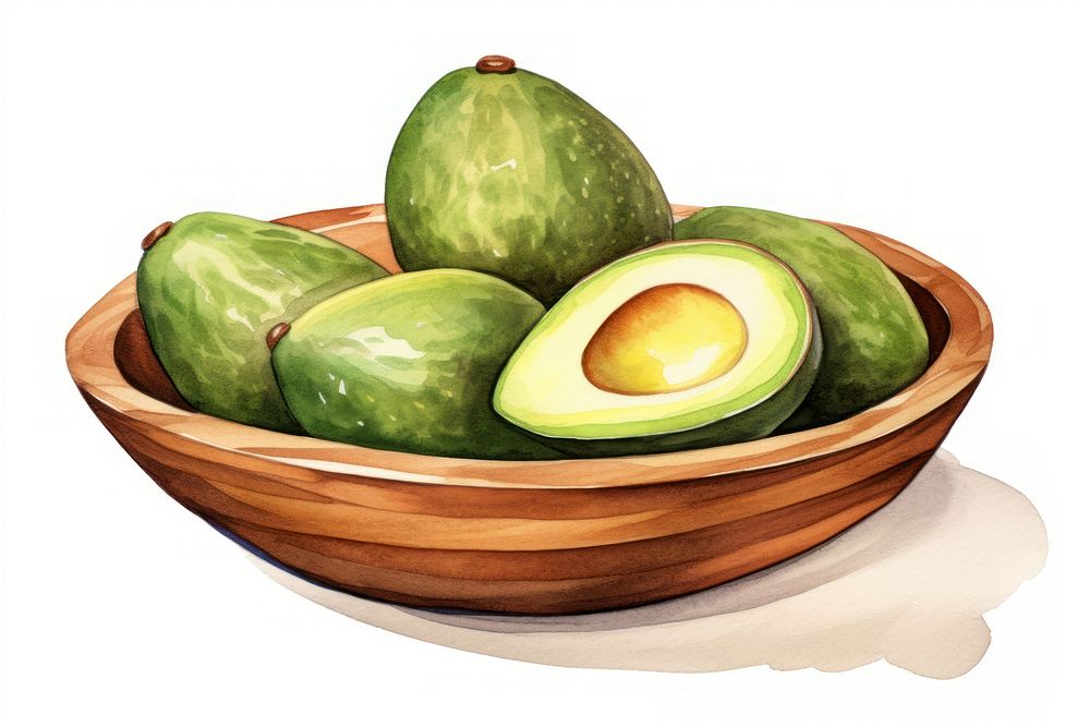 Avocado fruits in a wooden bowl food plant vegetable.