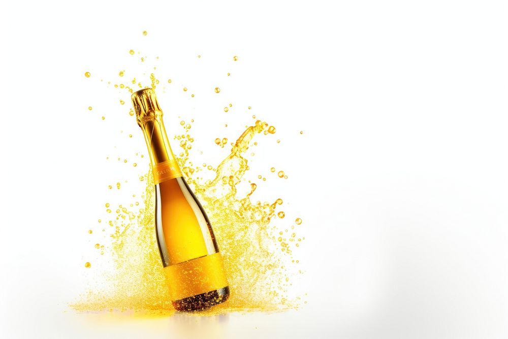 Bottle of champagne yellow drink wine. AI generated Image by rawpixel.