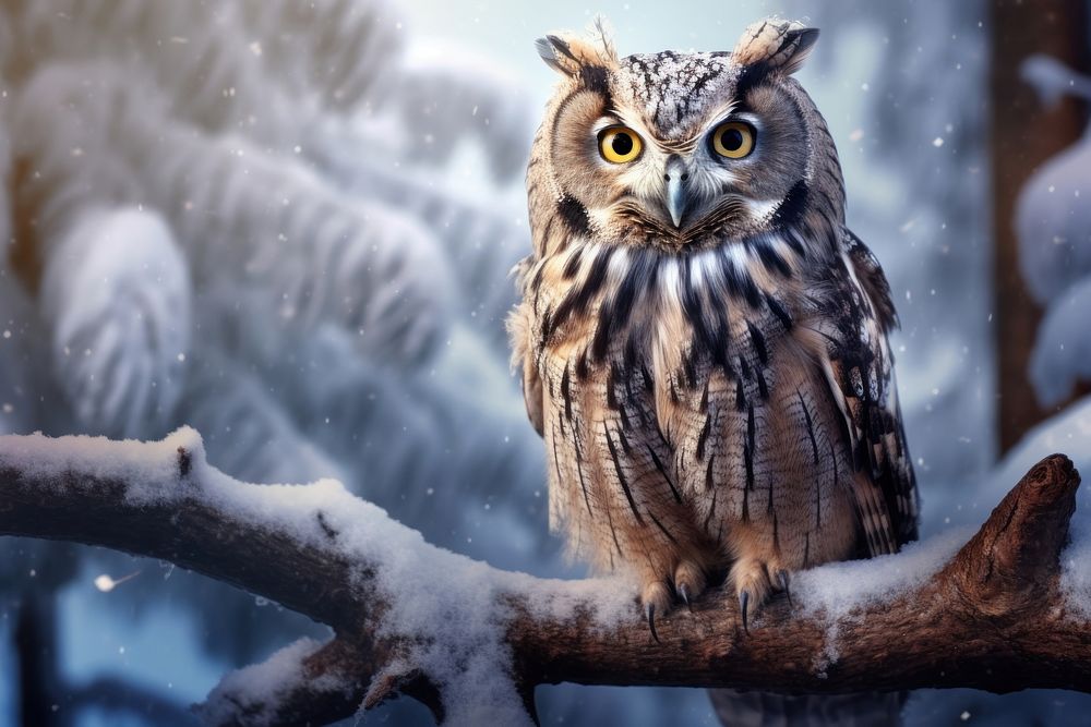 Owl animal winter bird. 