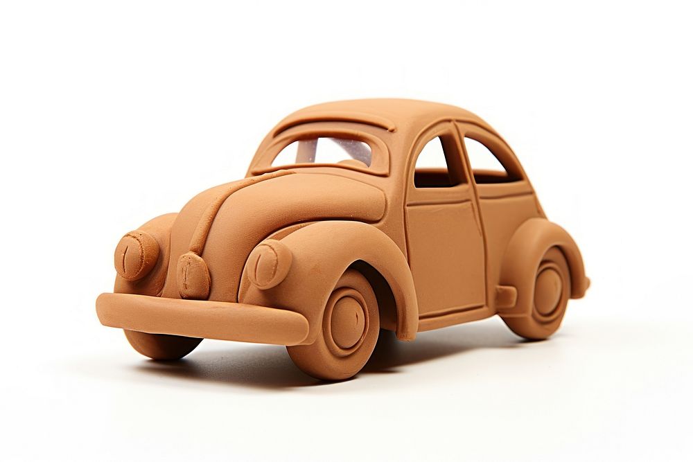 Car made up of clay vehicle wheel toy.