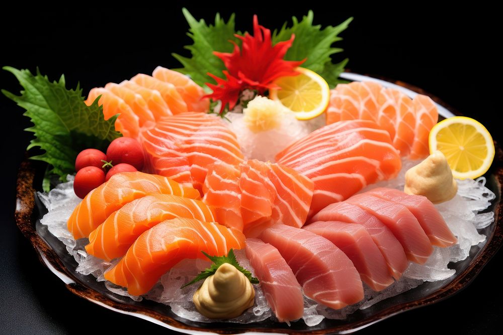 Seafood salmon plate samgyeopsal. AI generated Image by rawpixel.