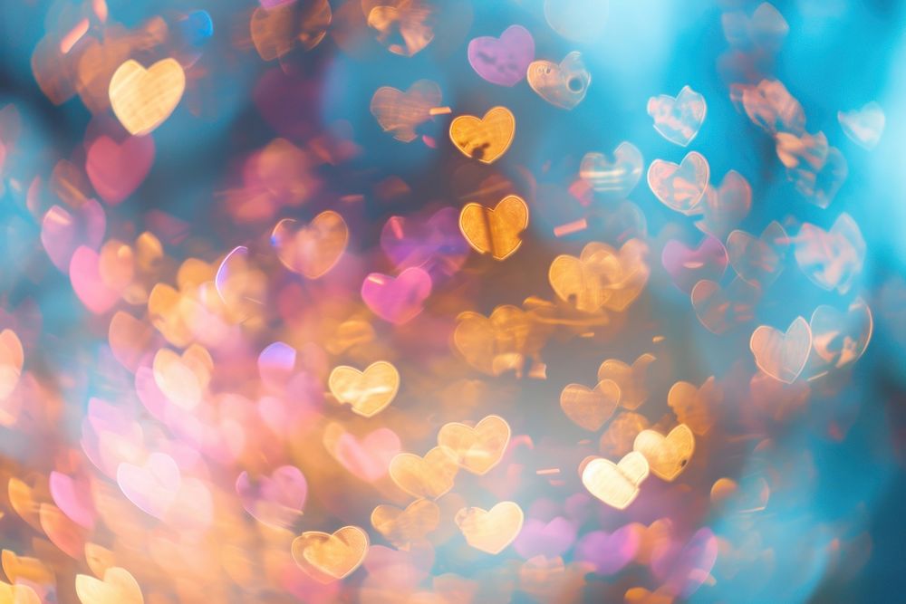 Abstract heart pattern bokeh effect background backgrounds gold illuminated.