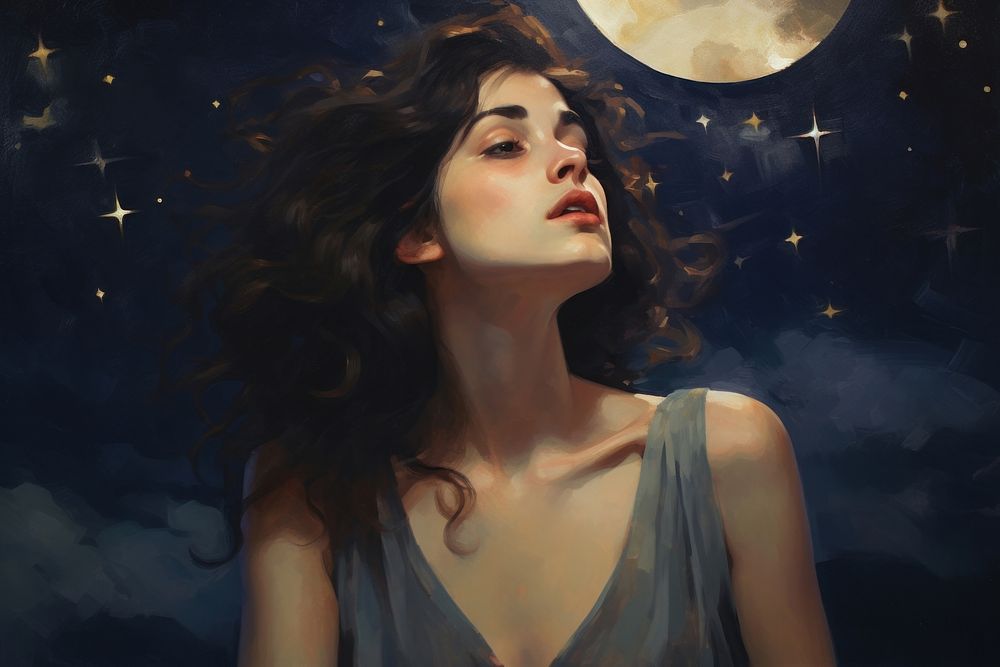 Night sky portrait painting adult.