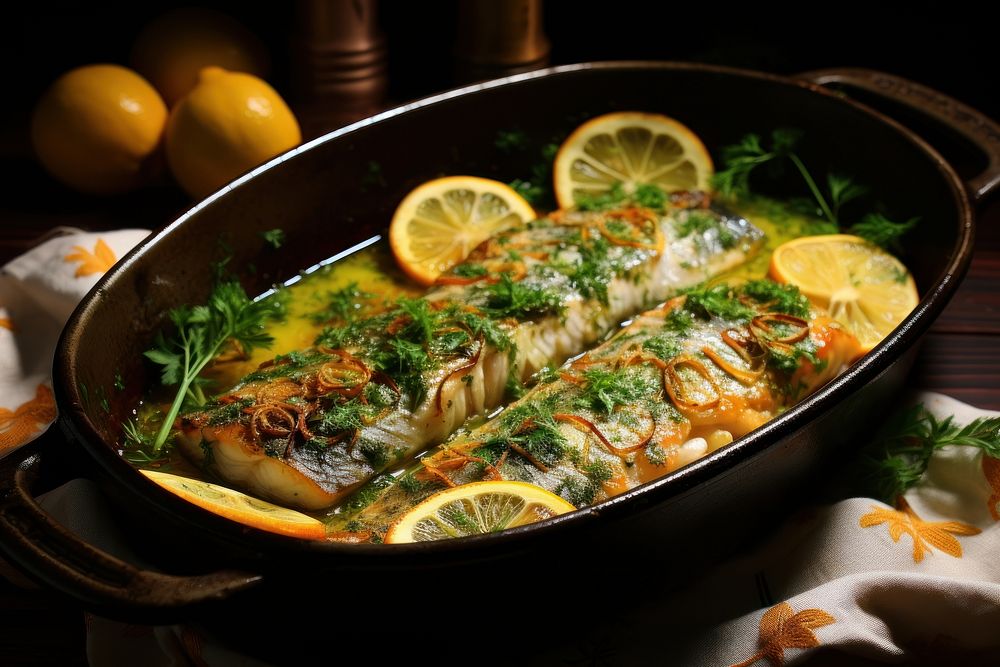 Fish seafood lemon meal. AI generated Image by rawpixel.