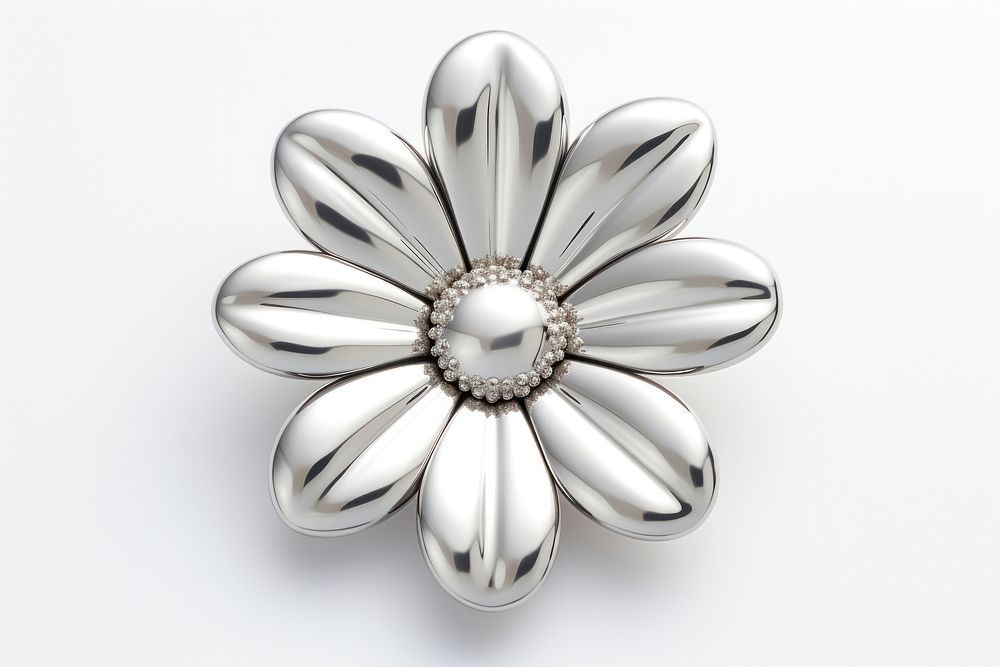 Daisy Chrome material jewelry brooch silver.
