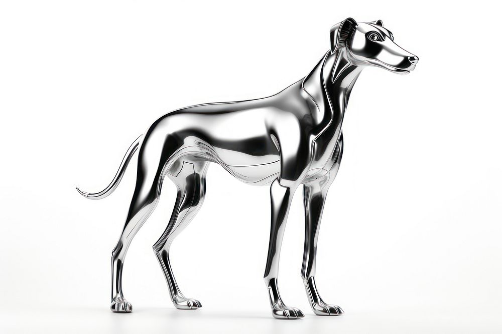 Greyhound dog in Chrome material animal mammal sketch.