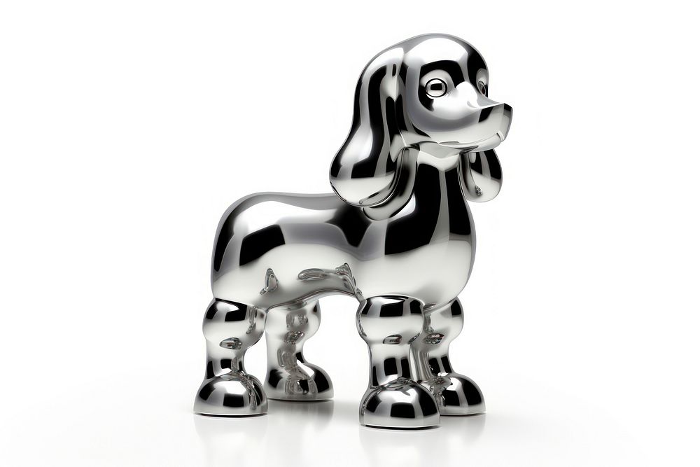 Poodle Chrome material figurine silver shiny.
