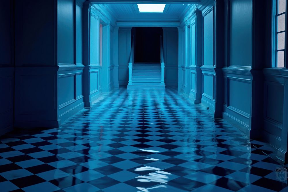  Blue floor architecture flooring building. AI generated Image by rawpixel.
