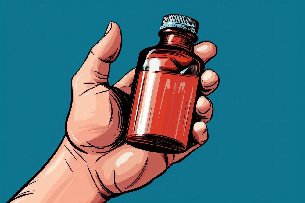 A hand holding a supplement bottle adult medication container. AI generated Image by rawpixel.