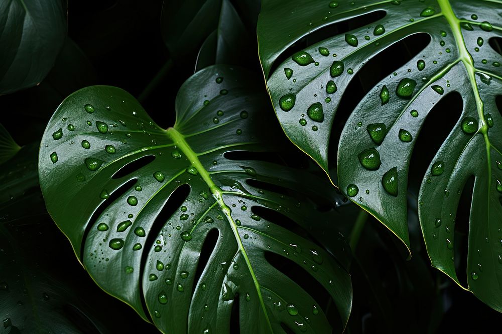  Monstera plant green leaf. AI generated Image by rawpixel.