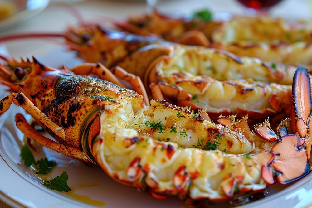 Grilled lobster seafood plate invertebrate. AI generated Image by rawpixel.