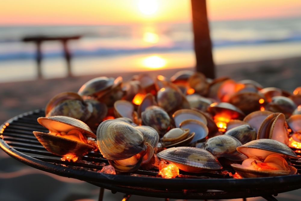 Clams outdoors grilling seafood. AI generated Image by rawpixel.