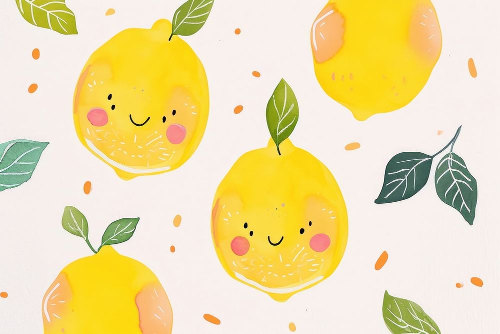 Cute lemon illustration fruit plant food.