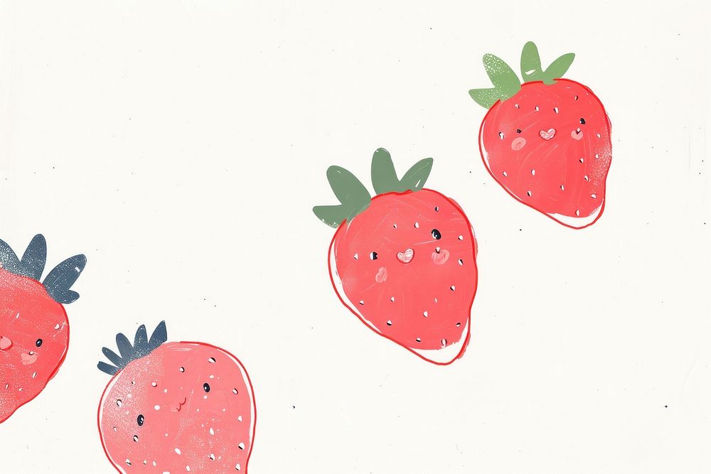 Cute strawberries illustration strawberry drawing fruit.