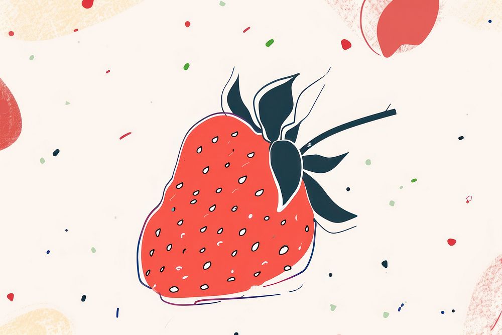 Cute strawberry illustration fruit plant food.