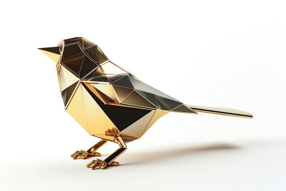 Origami bird animal gold.