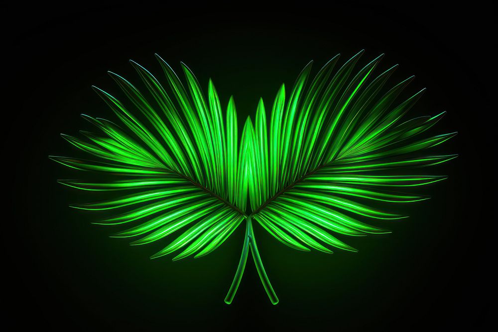Green neon light in palm leaf shape illuminated accessories chandelier.