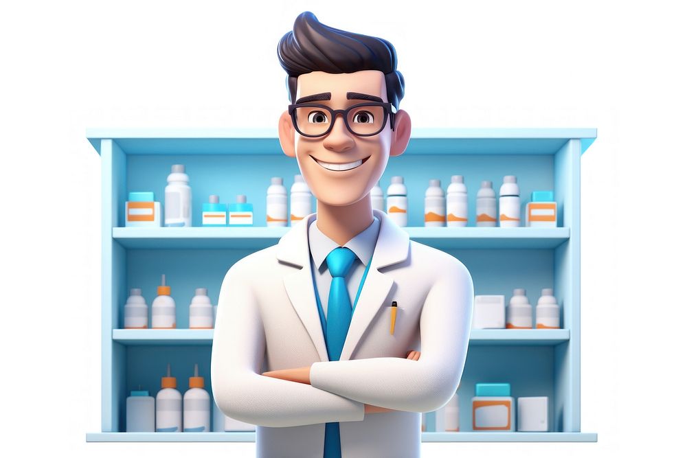 A smiling pharmacist cartoon adult stethoscope. AI generated Image by rawpixel.