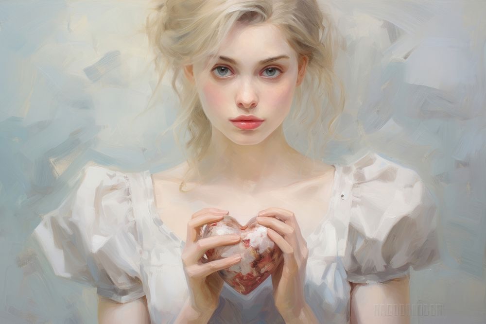 Heart painting portrait adult.