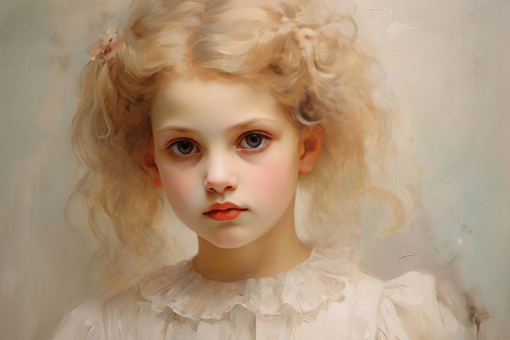 Child painting portrait doll.