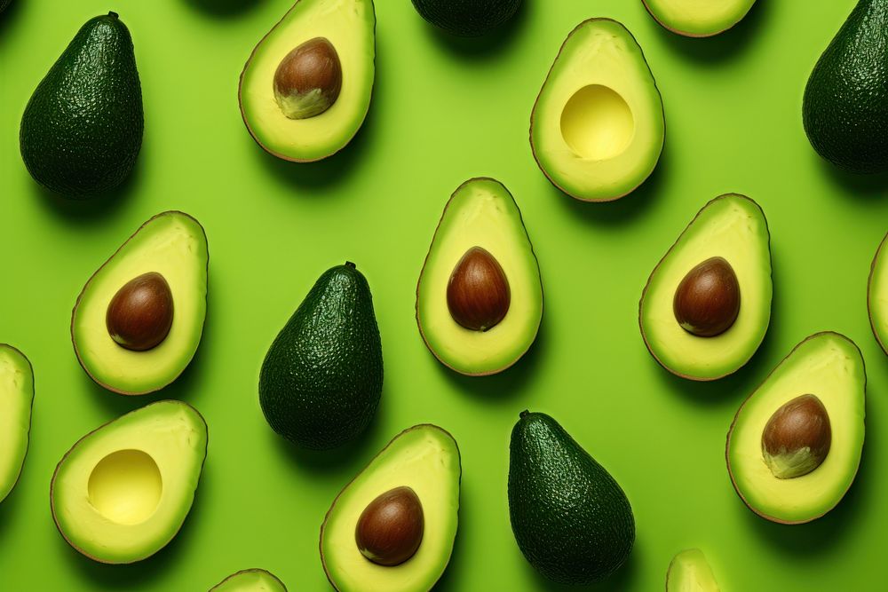 Green Avocado Slices Pattern Backgrounds 