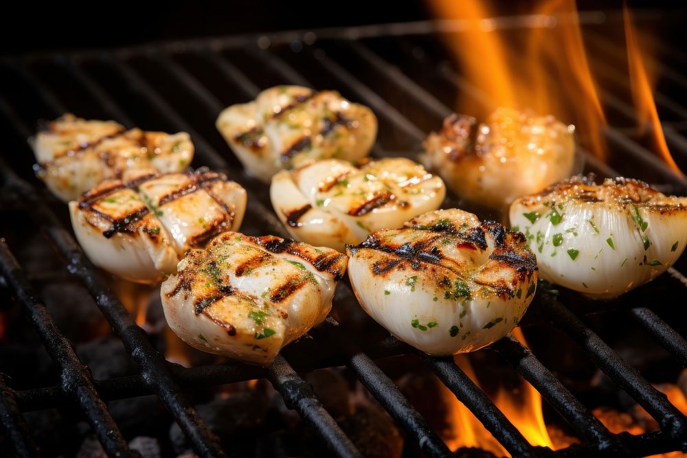 Scallops grilling grilled cooking. AI generated Image by rawpixel.