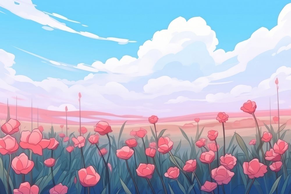 Rose field backgrounds landscape outdoors.