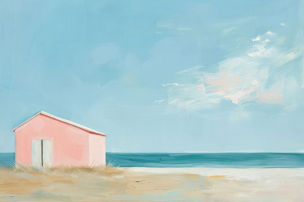 Home beside beach painting architecture building.
