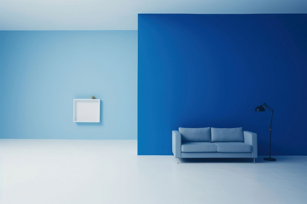  Blue living room architecture furniture building. AI generated Image by rawpixel.