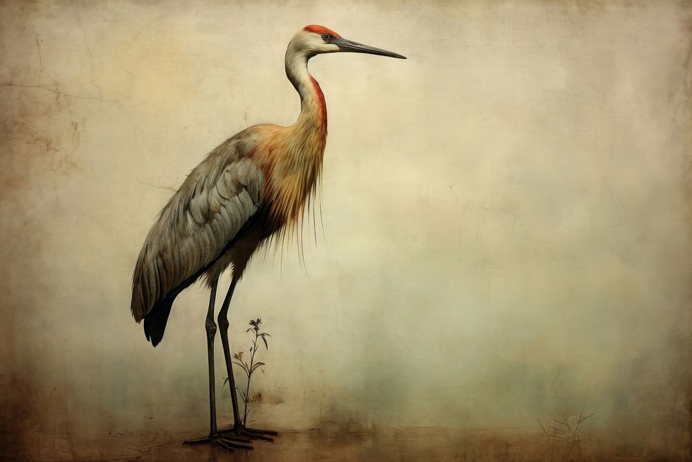 Crane bird painting drawing animal.