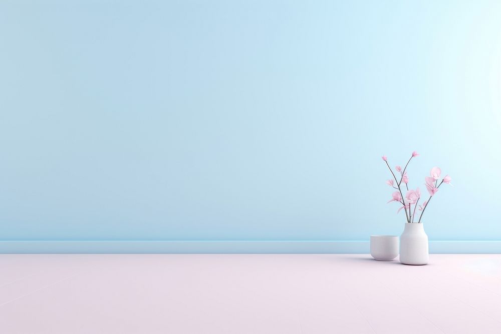  Blue background flower plant vase. AI generated Image by rawpixel.