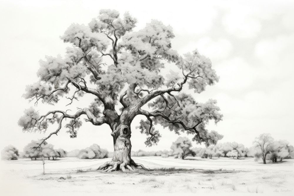 Oak Tree drawing sketch tree.