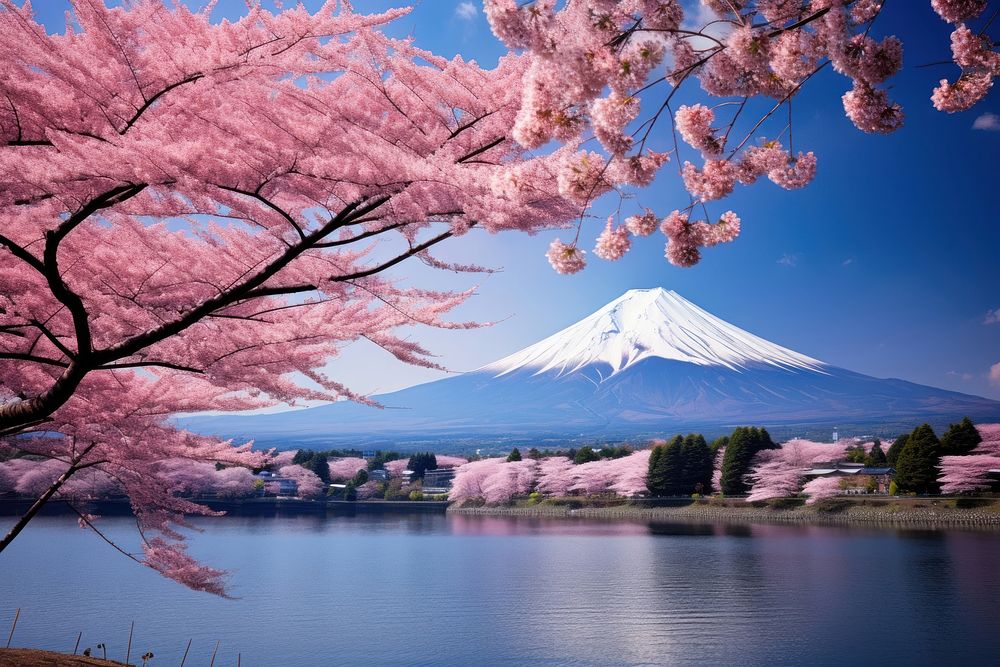 Fuji mountain landscape outdoors blossom.
