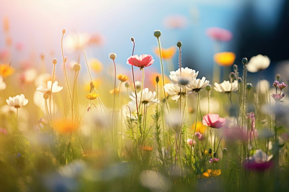  Nature flower summer field. AI generated Image by rawpixel.