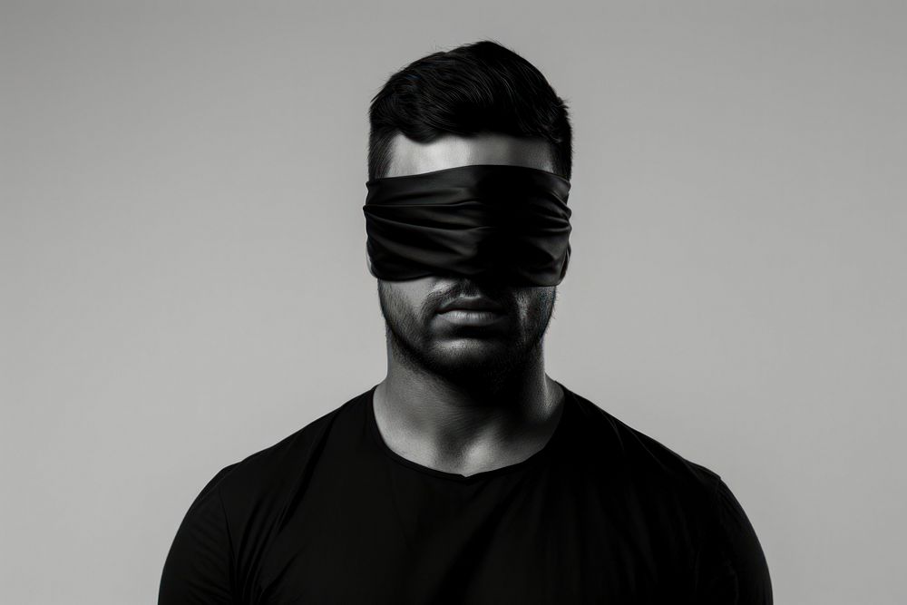 Male blindfolded portrait adult black.