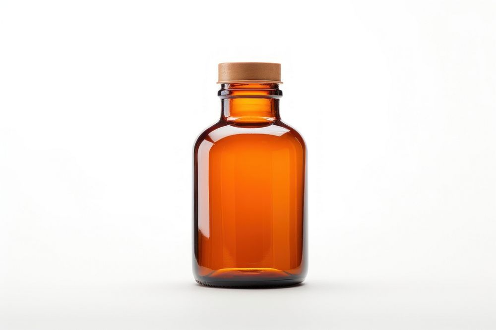 A medicine bottle glass white background container. AI generated Image by rawpixel.