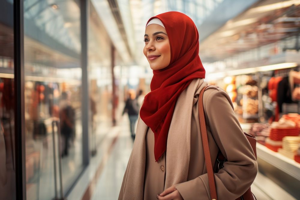 Shopping travel scarf hijab.