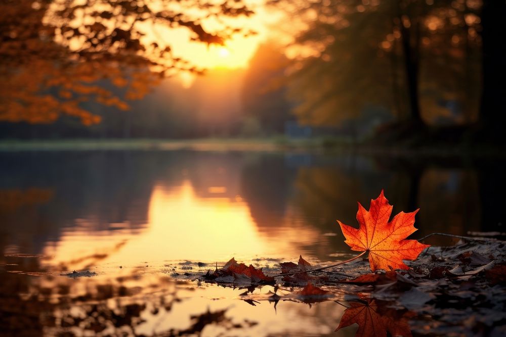  Nature autumn leaf landscape. AI generated Image by rawpixel.