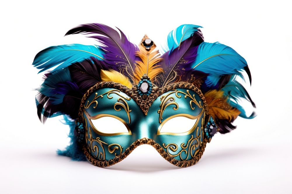 Mardi gras carnival mask white background.