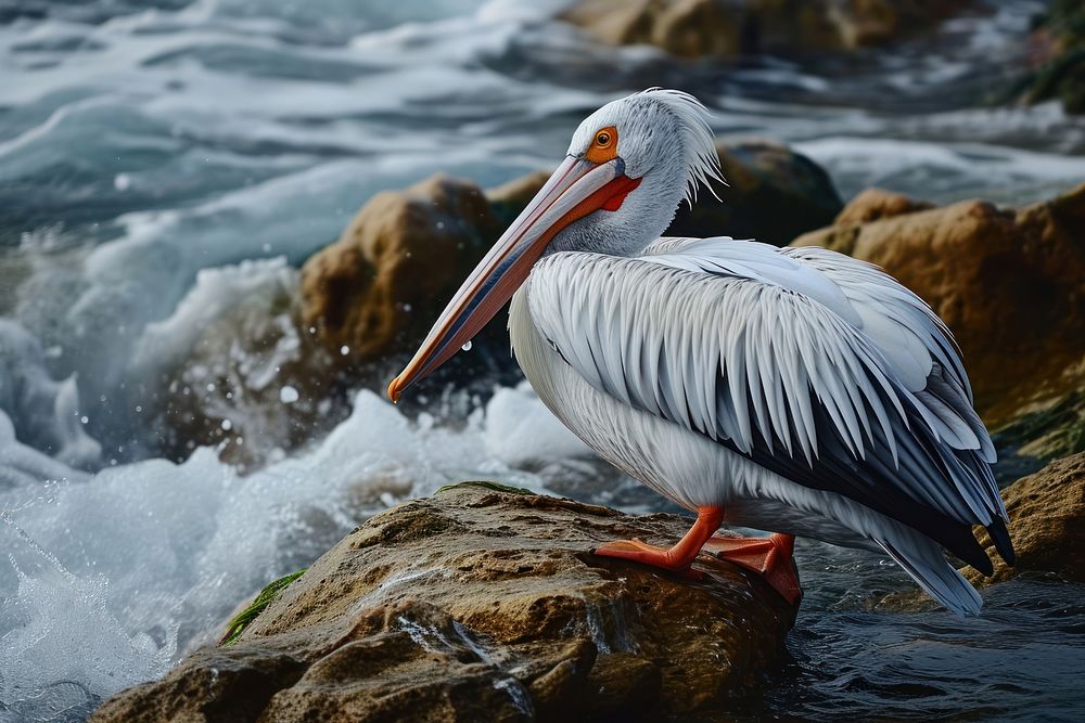 Dalmatian Pelican pelican outdoors animal. AI generated Image by rawpixel.