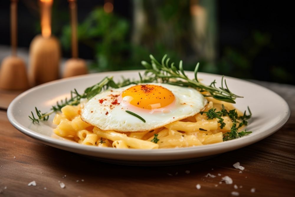 Cheese plate egg pasta.
