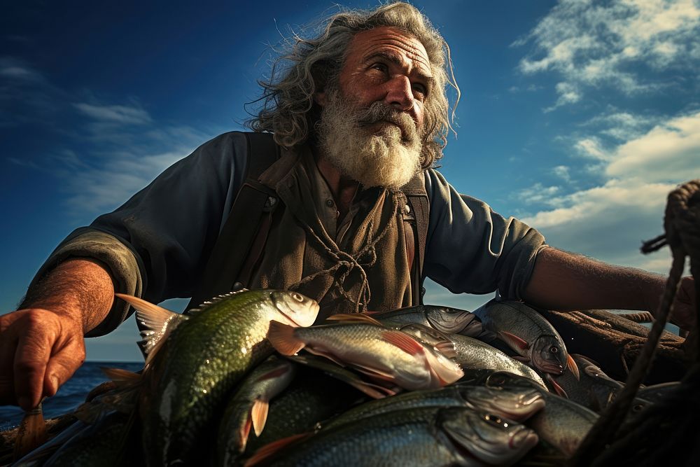 Fisherman outdoors portrait fishing.